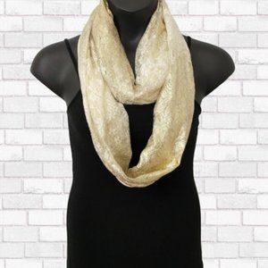 Claire's Floral Gold and Cream Infinity Scarf